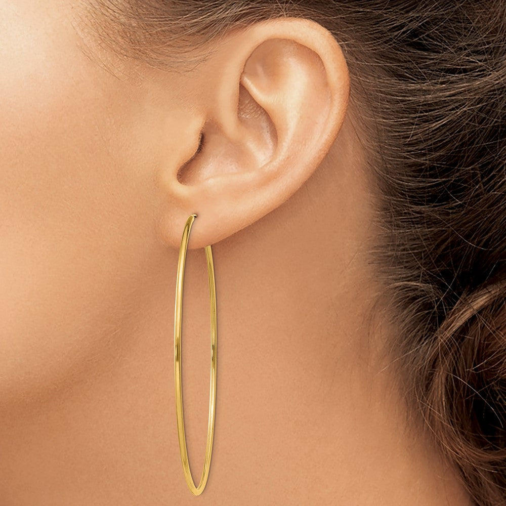 14K Gelbgold 1.5mm Poliert Rund Endlos Creolen
