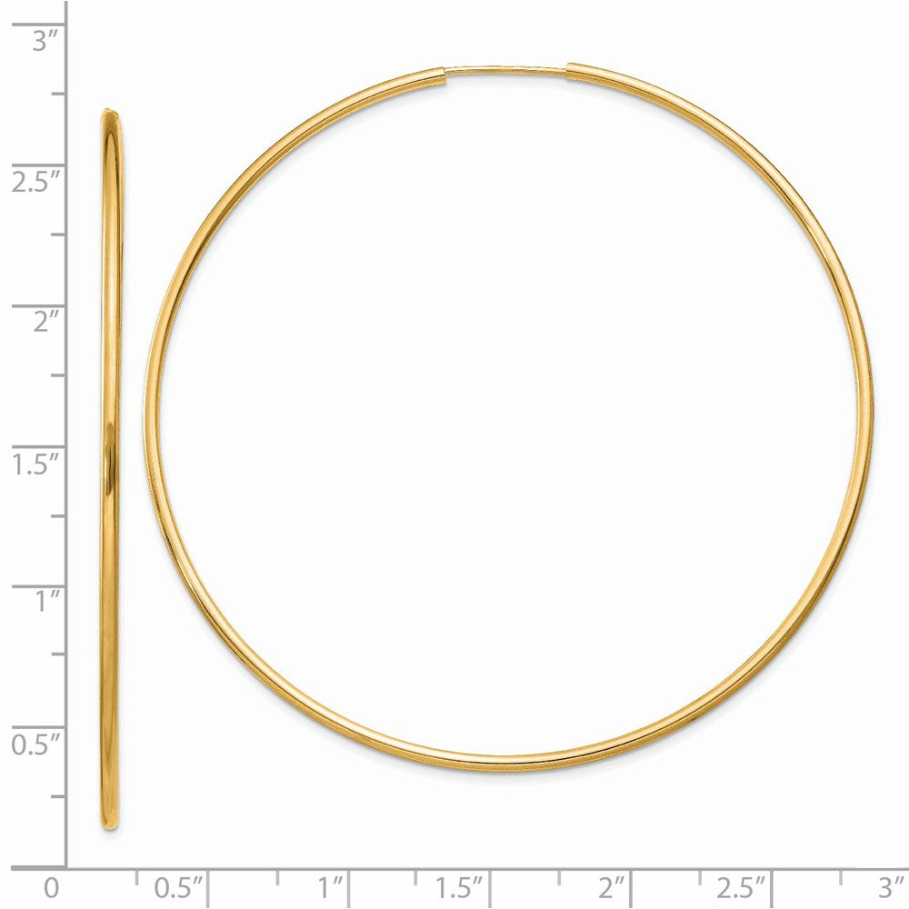 14K Gelbgold 1.5mm Poliert Rund Endlos Creolen