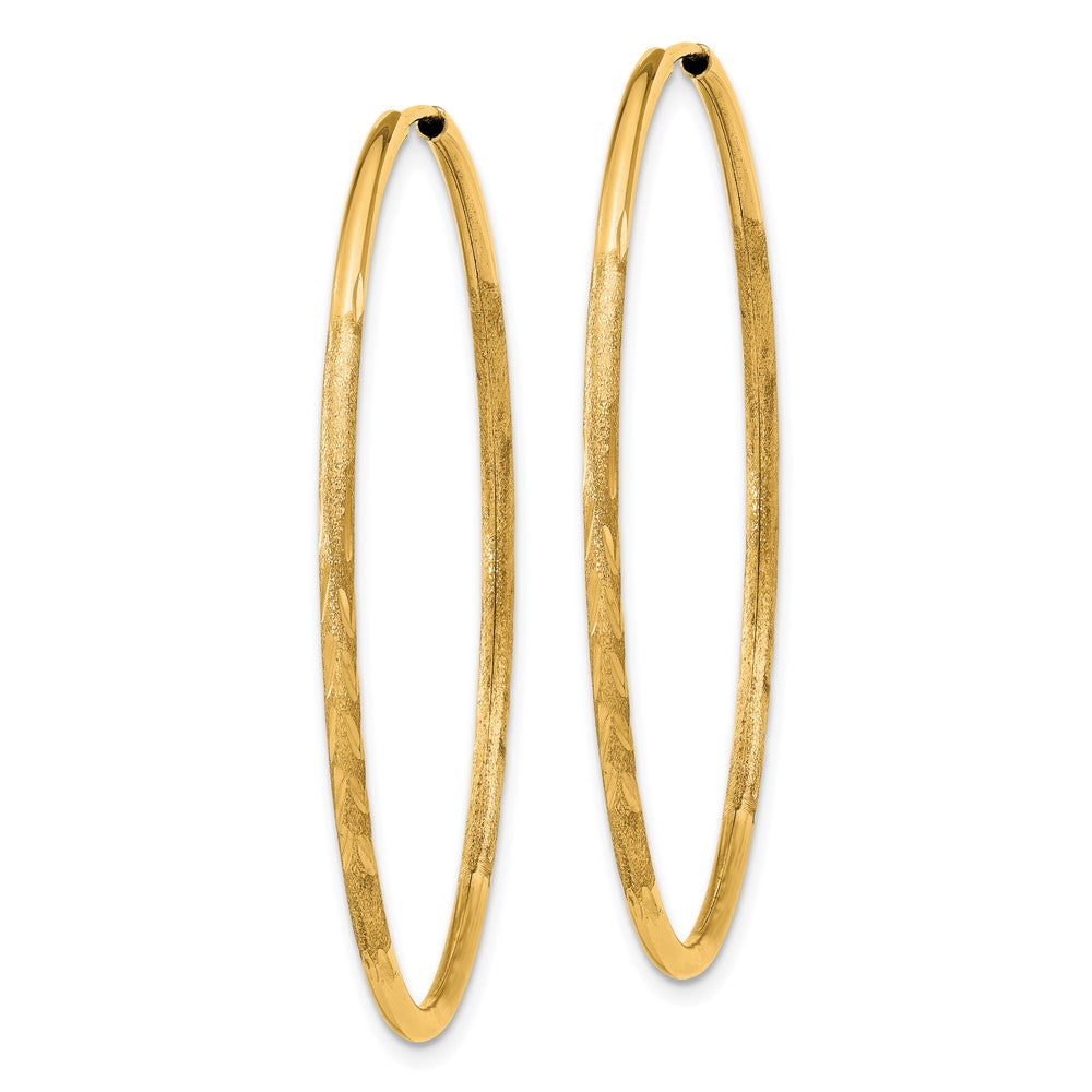 14K Gelbgold 1.5mm Satiniert Diamantiert Endlos Creolen