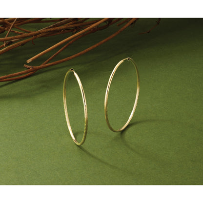 14K Gelbgold 1.5mm Satiniert Diamantiert Endlos Creolen
