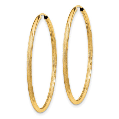 14K Gelbgold 1.5mm Satiniert Diamantiert Endlos Creolen