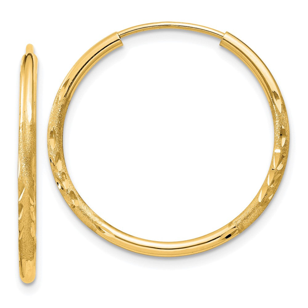 14K Gelbgold 1.5mm Satiniert Diamantiert Endlos Creolen