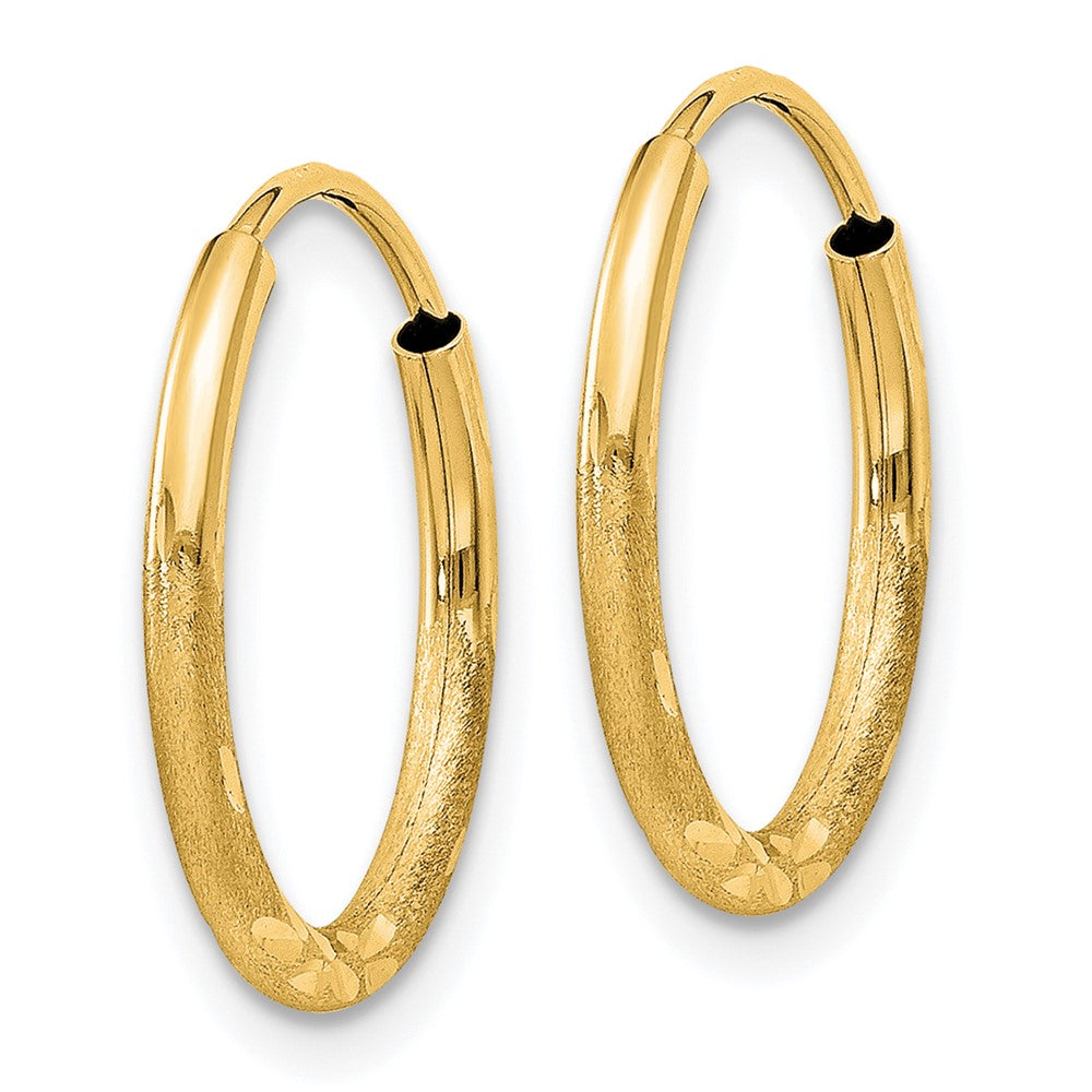 14K Gelbgold 1.5mm Satiniert Diamantiert Endlos Creolen