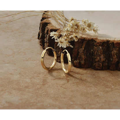 14K Gelbgold 2mm Satiniert Diamantiert Endlos Creolen