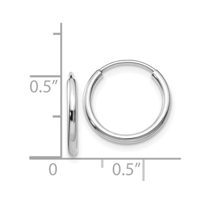 14K Weißgold 1.5mm Poliert Endlos Creolen