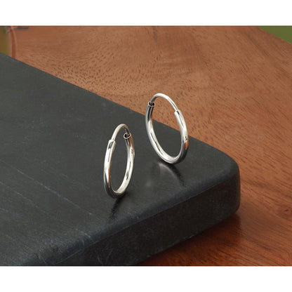 14K Weißgold 1.5mm Poliert Endlos Creolen