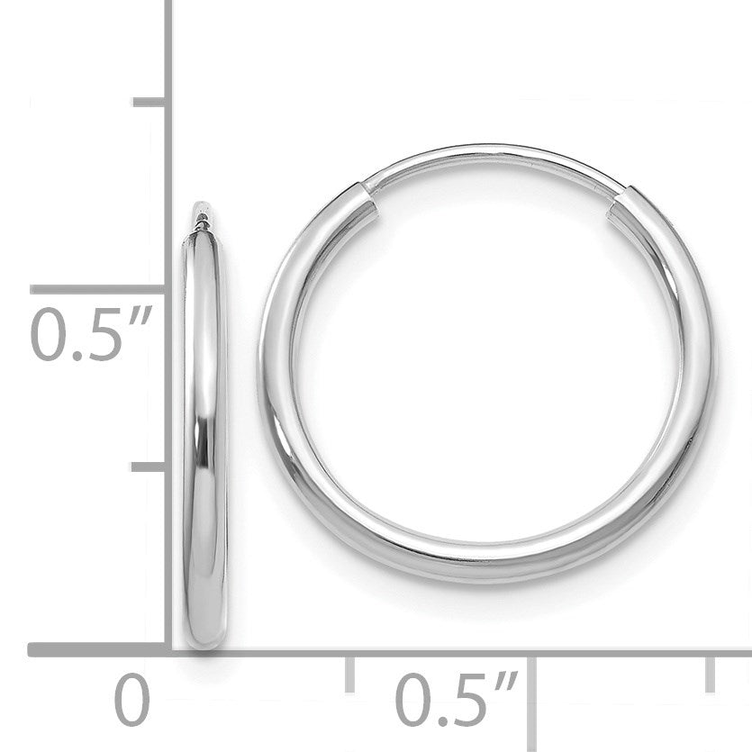 14K Weißgold 1.5mm Poliert Endlos Creolen