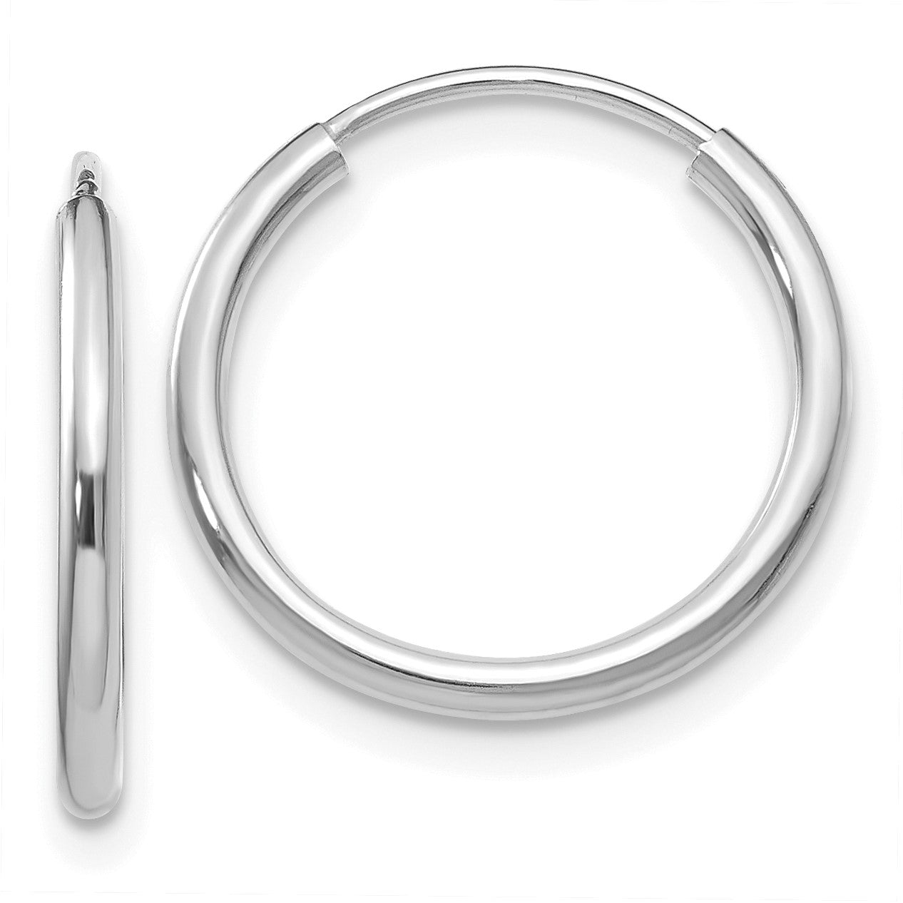 14K Weißgold 1.5mm Poliert Endlos Creolen