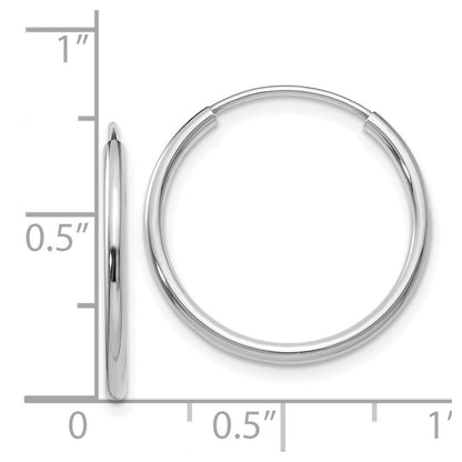 14K Weißgold 1.5mm Poliert Endlos Creolen