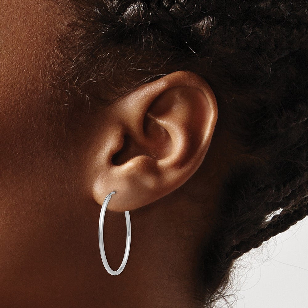 14K Weißgold 1.5mm Poliert Endlos Creolen