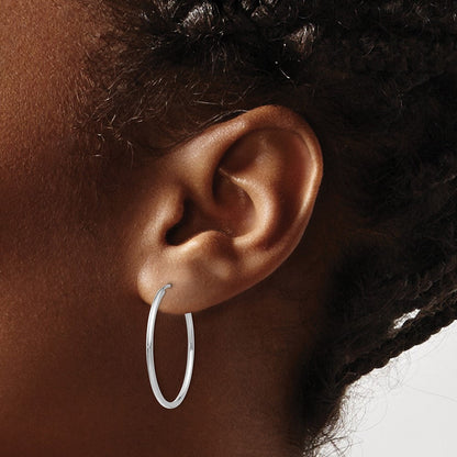14K Weißgold 1.5mm Poliert Endlos Creolen
