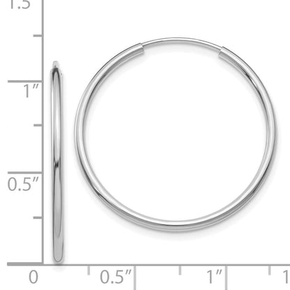 14K Weißgold 1.5mm Poliert Endlos Creolen