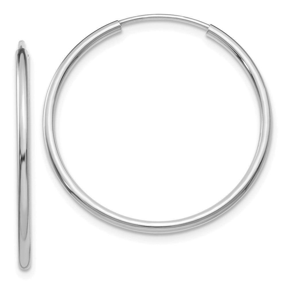 14K Weißgold 1.5mm Poliert Endlos Creolen