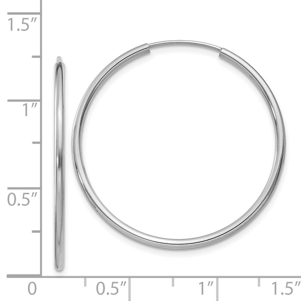 14K Weißgold 1.5mm Poliert Endlos Creolen