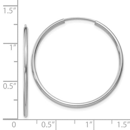 14K Weißgold 1.5mm Poliert Endlos Creolen