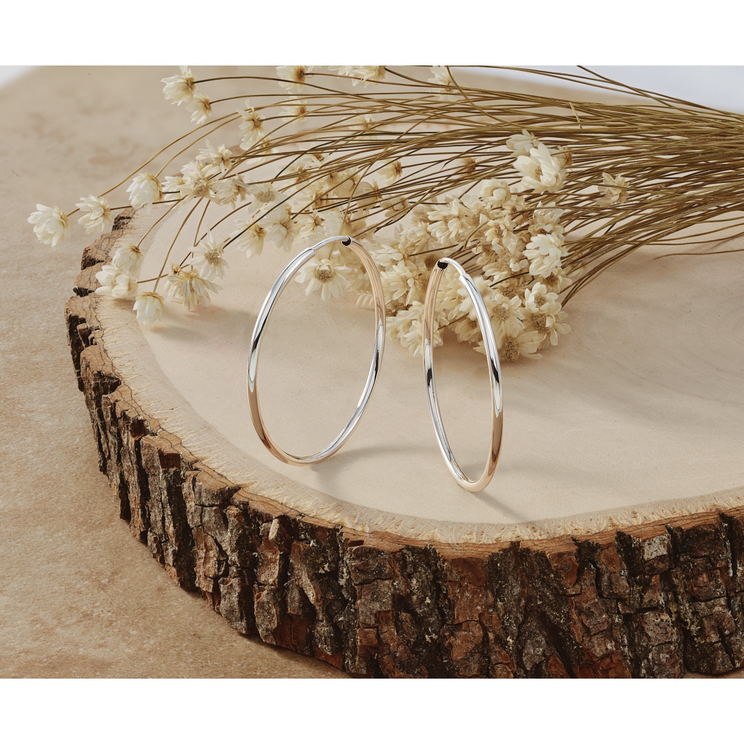 14K Weißgold 1.5mm Poliert Endlos Creolen