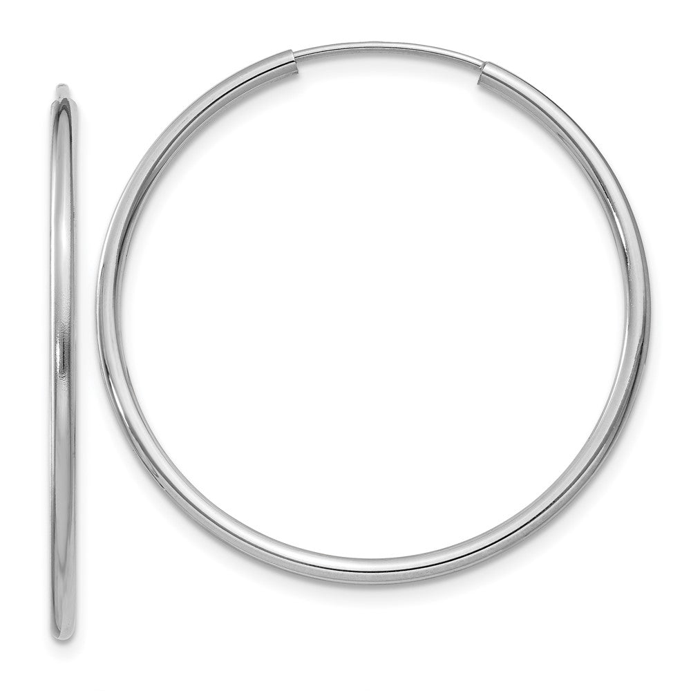 14K Weißgold 1.5mm Poliert Endlos Creolen