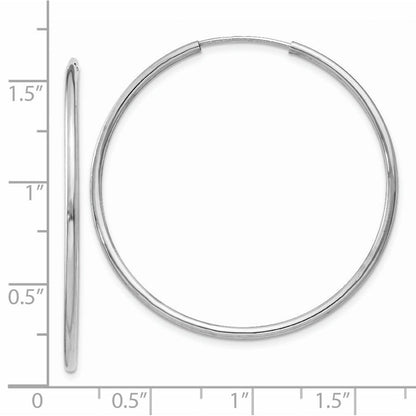 14K Weißgold 1.5mm Poliert Endlos Creolen