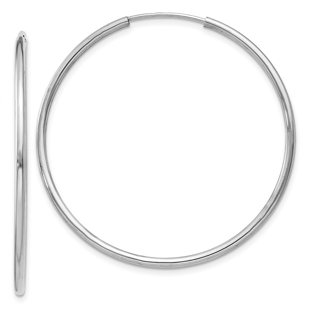 14K Weißgold 1.5mm Poliert Endlos Creolen
