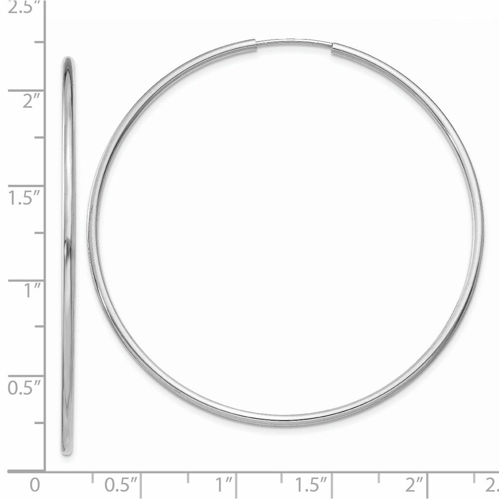 14K Weißgold 1.5mm Poliert Endlos Creolen