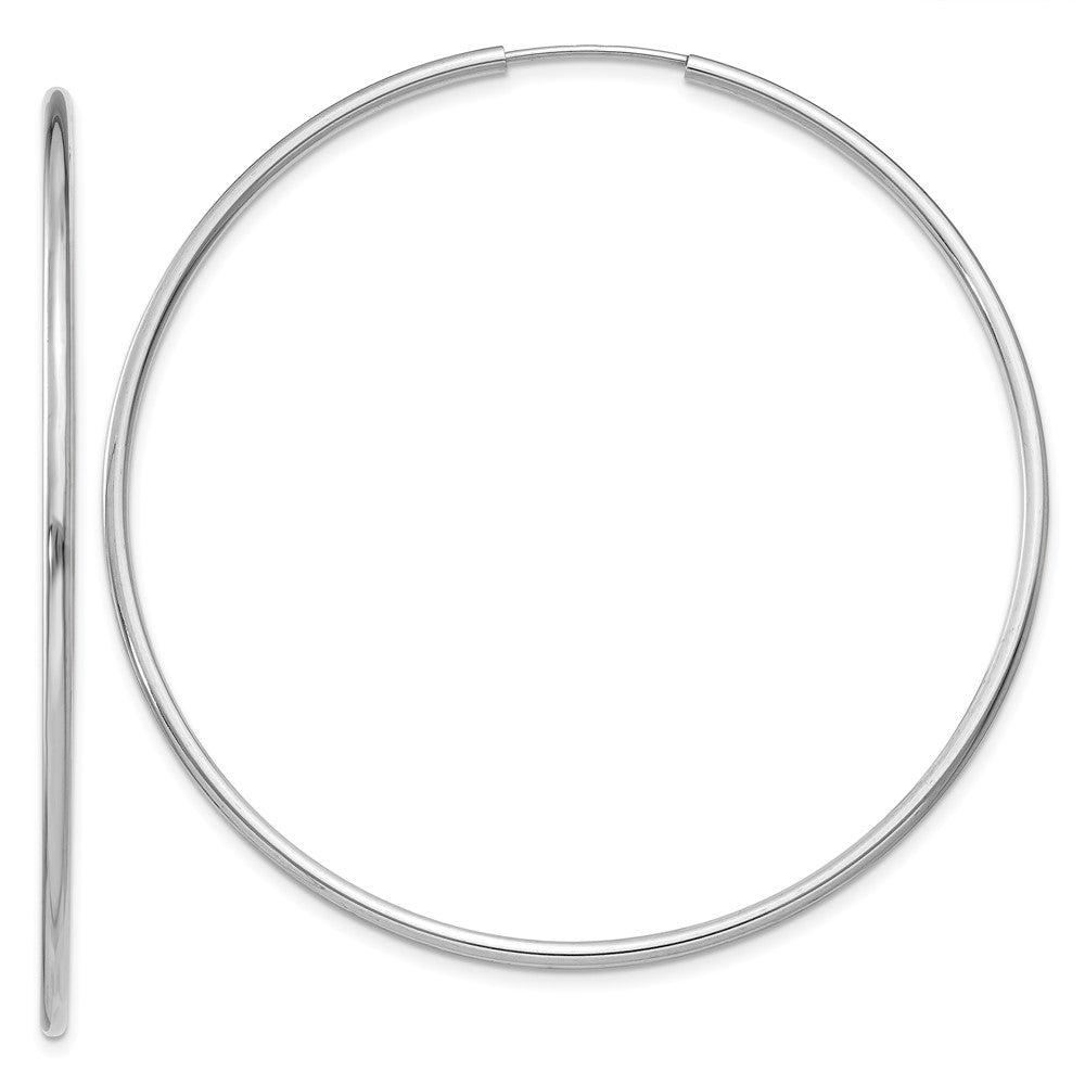 14K Weißgold 1.5mm Poliert Endlos Creolen