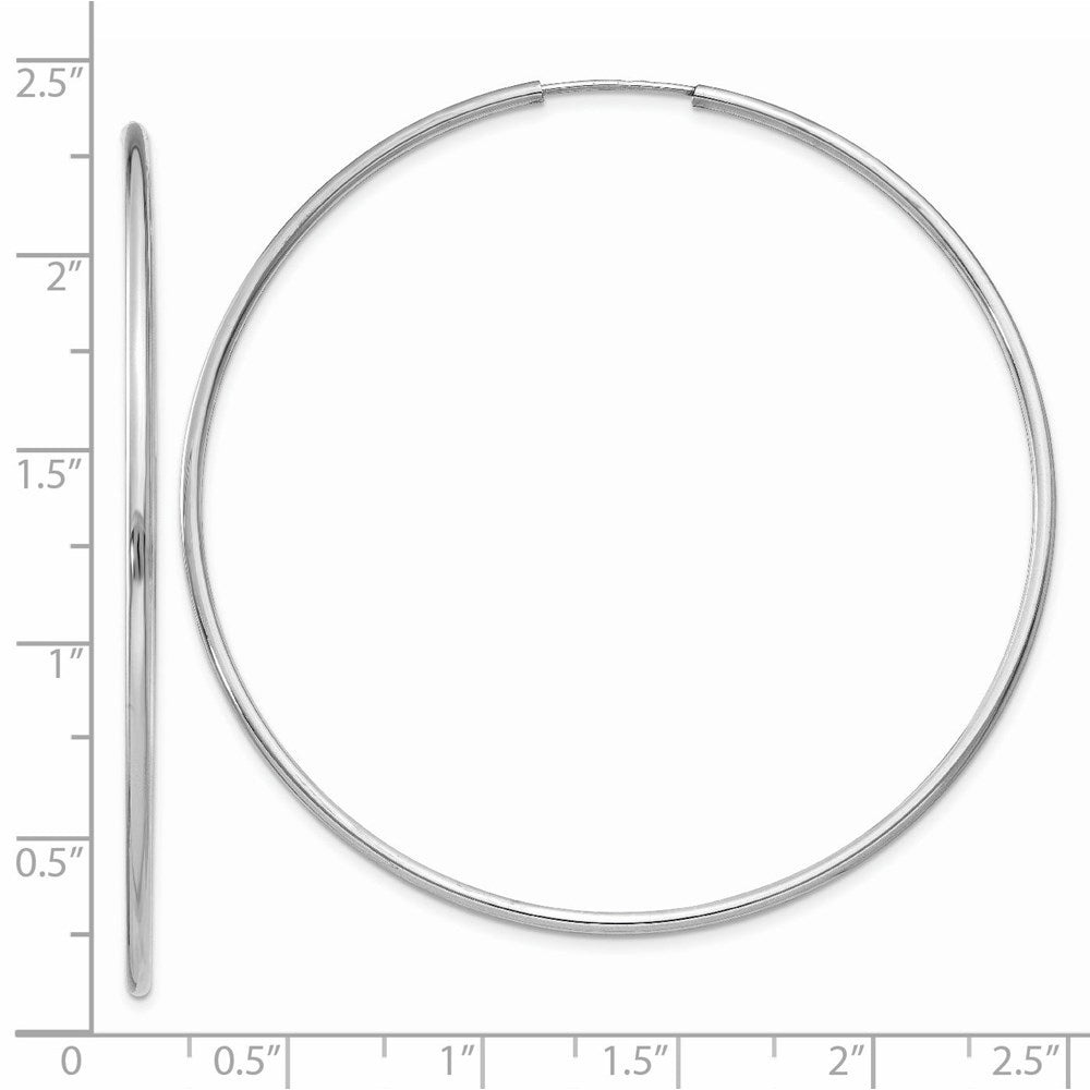 14K Weißgold 1.5mm Poliert Endlos Creolen