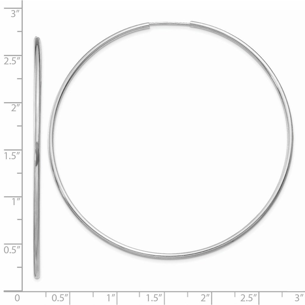 14K Weißgold 1.5mm Poliert Endlos Creolen