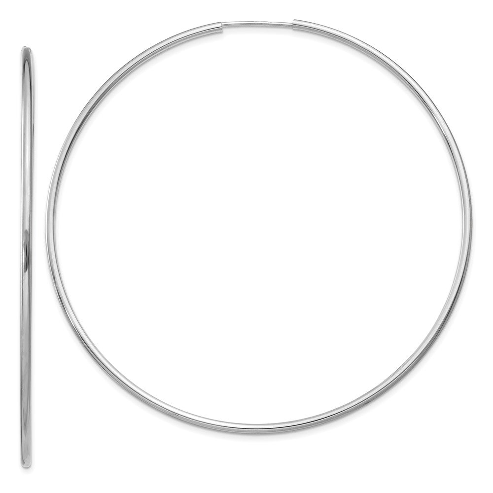 14K Weißgold 1.5mm Poliert Endlos Creolen