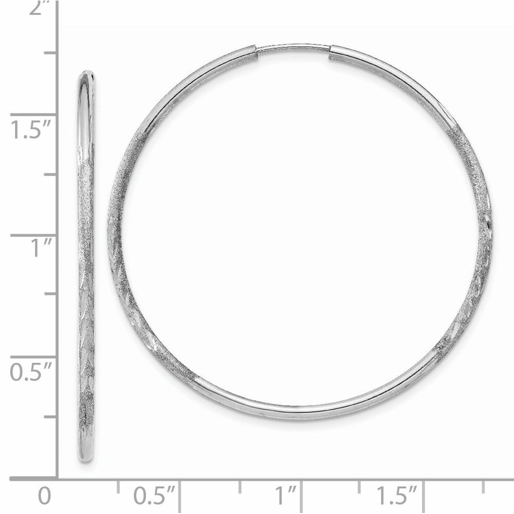 14K Weißgold 1.5mm Diamantiert Endlos Creolen
