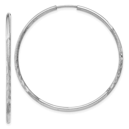 14K Weißgold 1.5mm Diamantiert Endlos Creolen