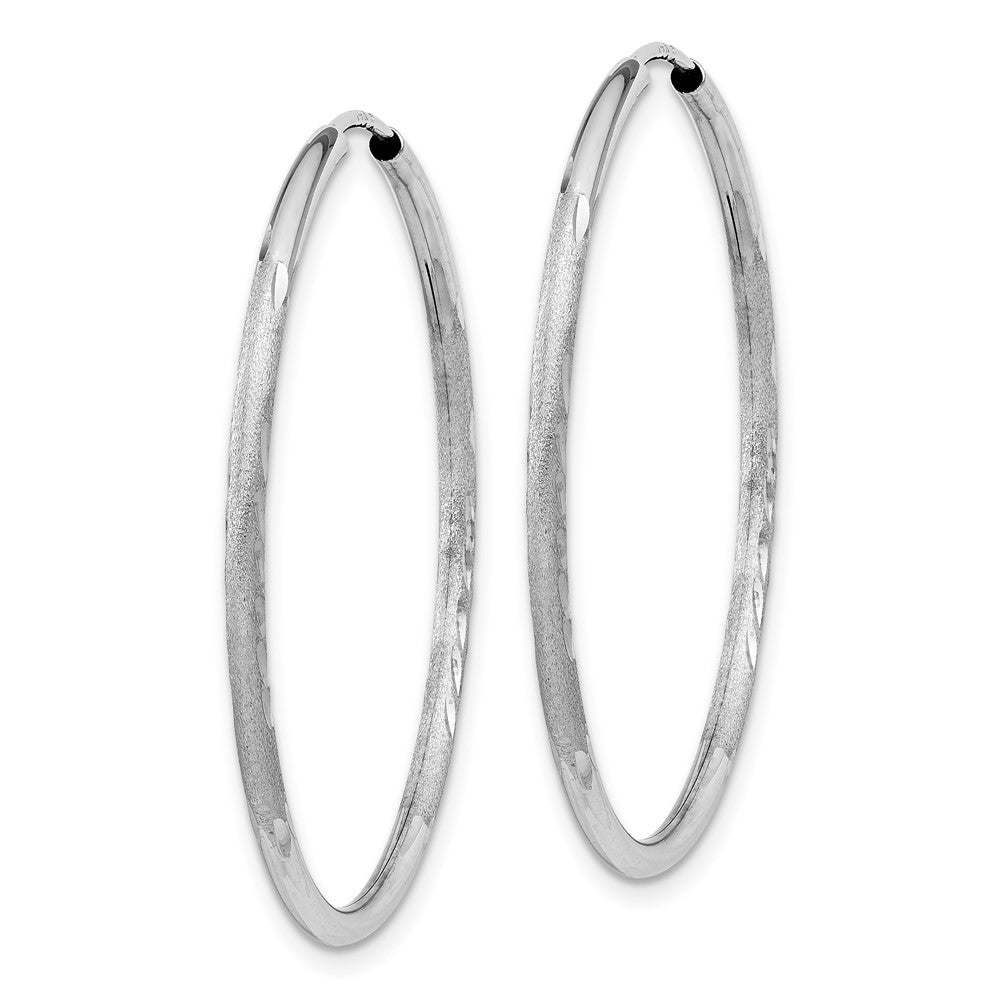 14K Weißgold 1.5mm Diamantiert Endlos Creolen