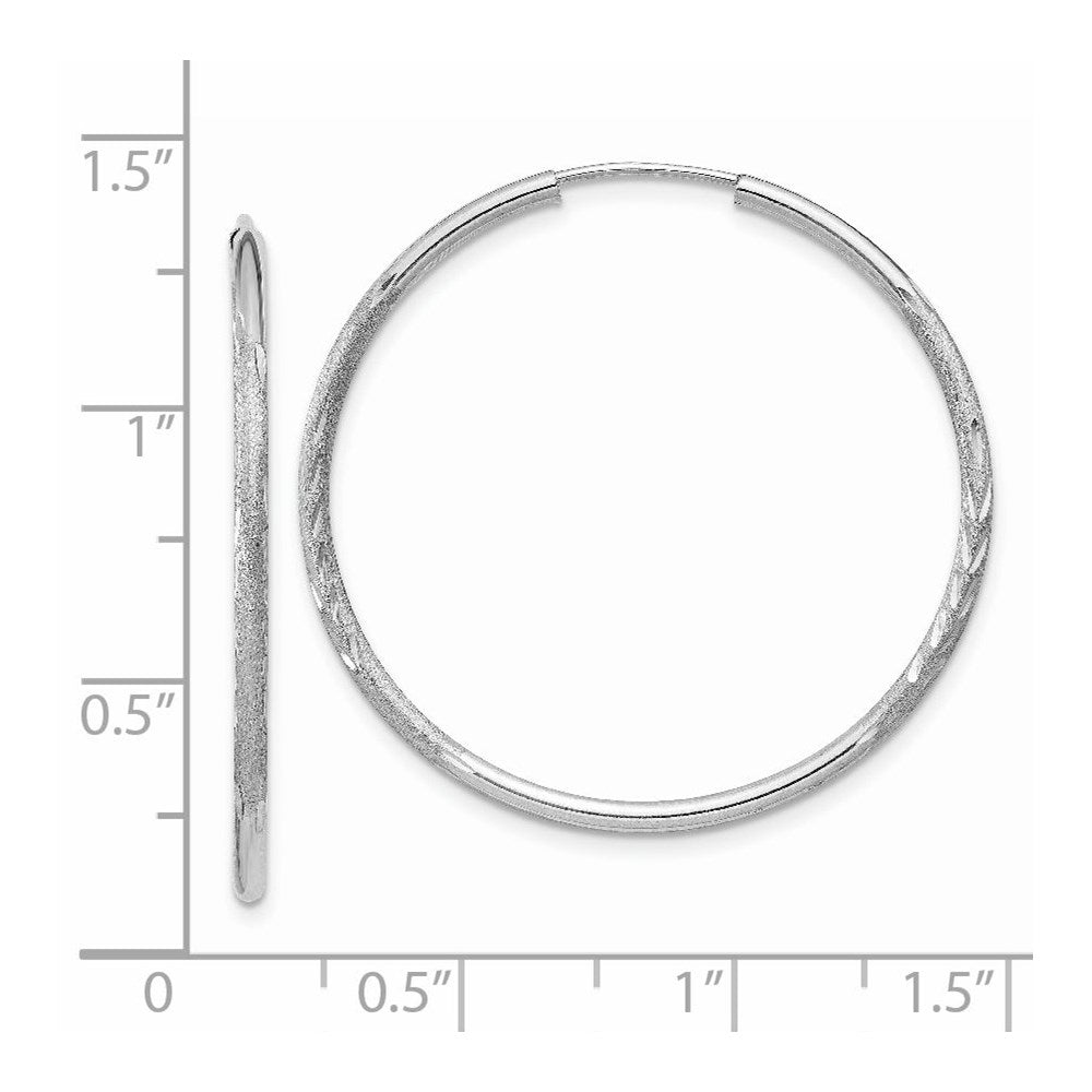 14K Weißgold 1.5mm Diamantiert Endlos Creolen