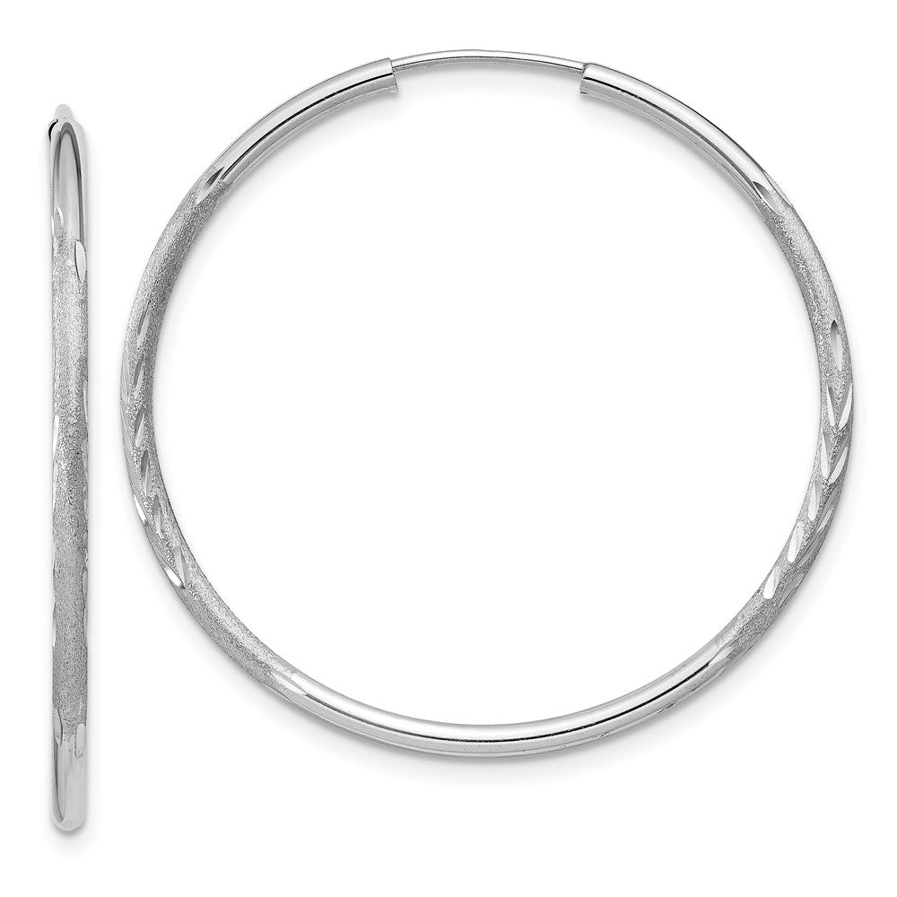 14K Weißgold 1.5mm Diamantiert Endlos Creolen