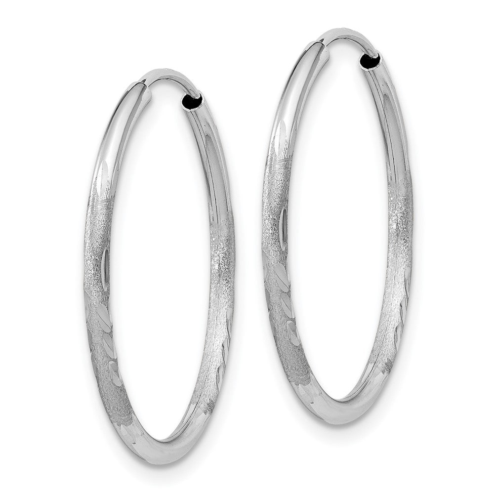 14K Weißgold 1.5mm Diamantiert Endlos Creolen
