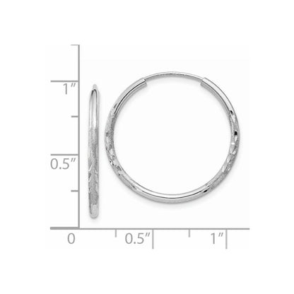 14K Weißgold 1.5mm Diamantiert Endlos Creolen