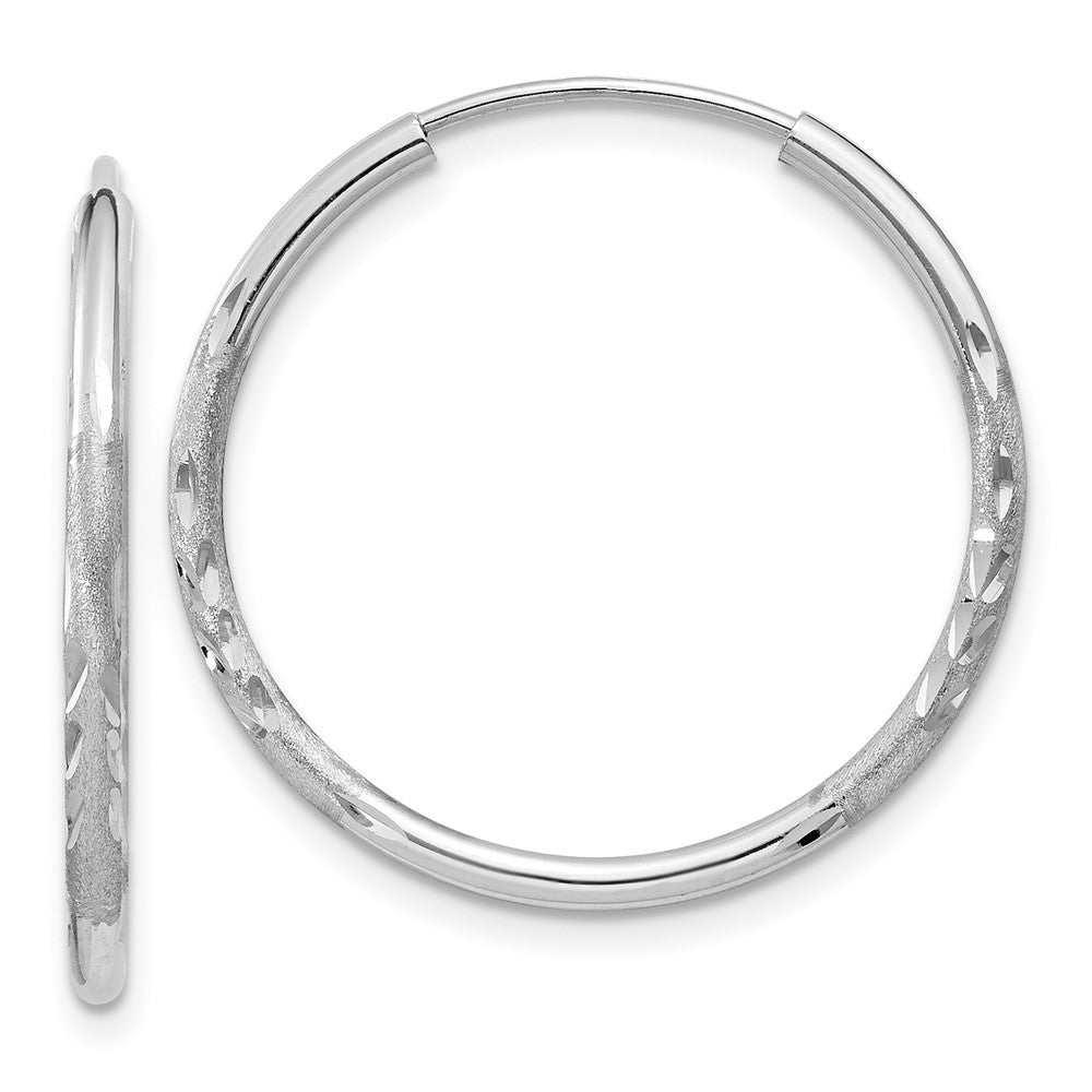14K Weißgold 1.5mm Diamantiert Endlos Creolen