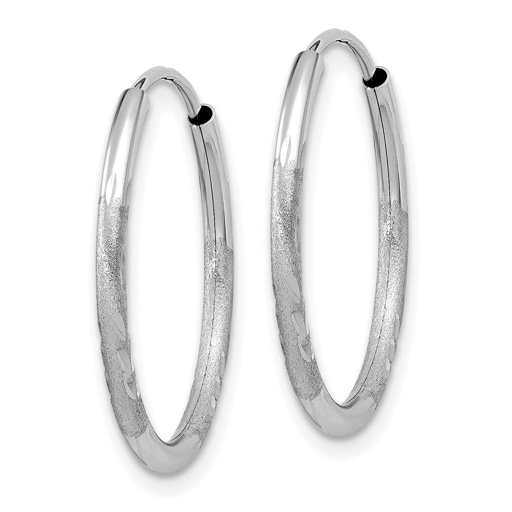 14K Weißgold 1.5mm Diamantiert Endlos Creolen