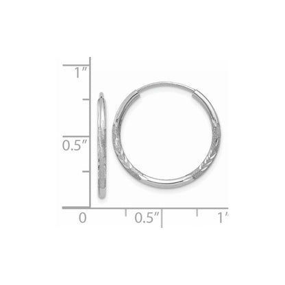 14K Weißgold 1.5mm Diamantiert Endlos Creolen