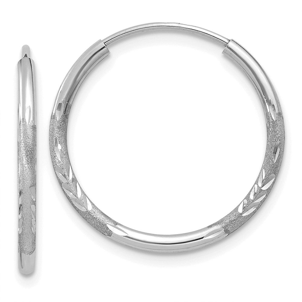 14K Weißgold 1.5mm Diamantiert Endlos Creolen