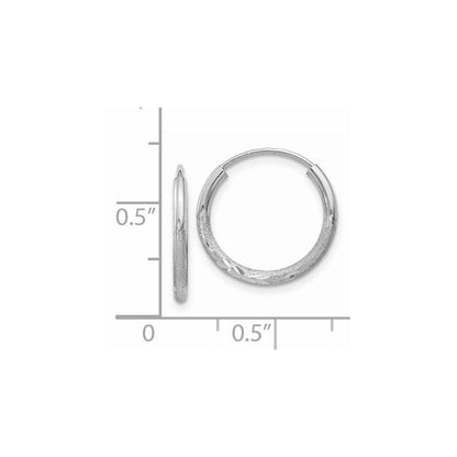 14K Weißgold 1.5mm Diamantiert Endlos Creolen