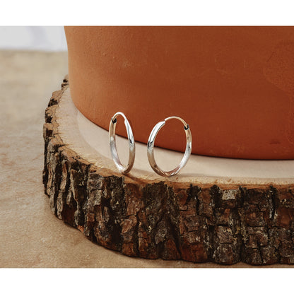 14K Weißgold 1.5mm Diamantiert Endlos Creolen