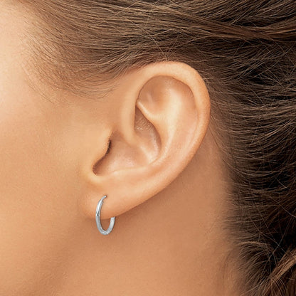 14K Weißgold 1.5mm Diamantiert Endlos Creolen