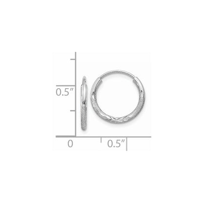 14K Weißgold 1.5mm Diamantiert Endlos Creolen