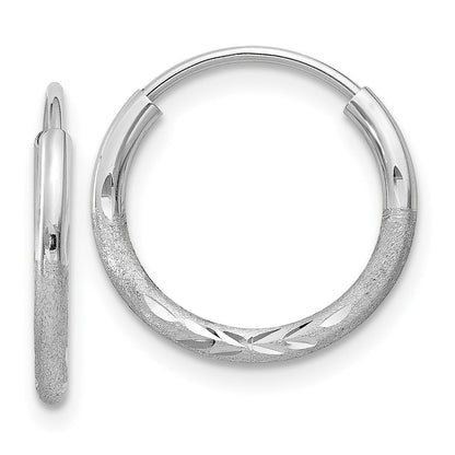 14K Weißgold 1.5mm Diamantiert Endlos Creolen