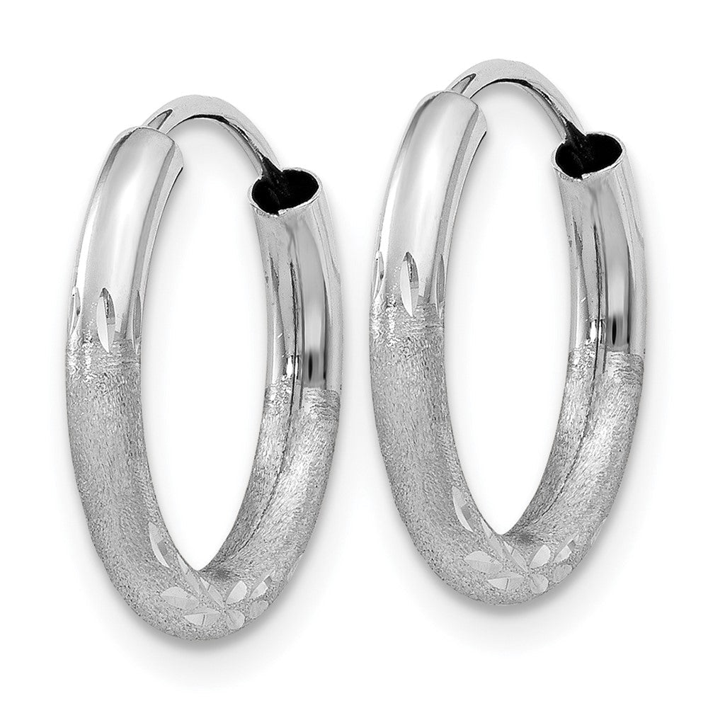 14K Weißgold 2mm Diamantiert Endlos Creolen