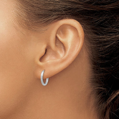 14K Weißgold 2mm Diamantiert Endlos Creolen