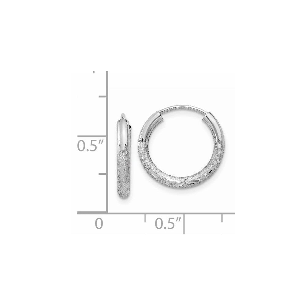 14K Weißgold 2mm Diamantiert Endlos Creolen