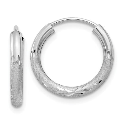 14K Weißgold 2mm Diamantiert Endlos Creolen