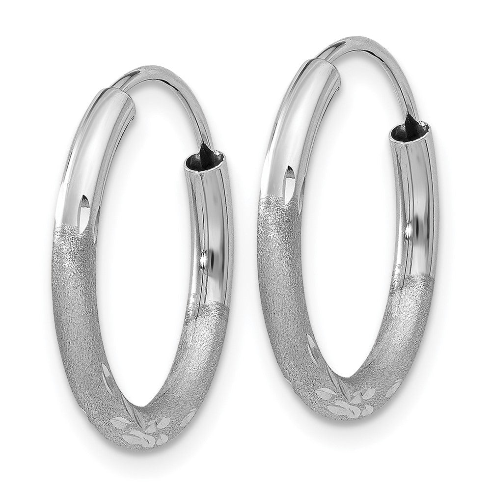 14K Weißgold 2mm Diamantiert Endlos Creolen