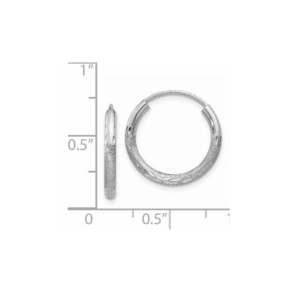 14K Weißgold 2mm Diamantiert Endlos Creolen